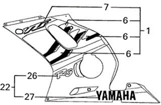 Yamaha YZF R6- Nº 6 - (Ref-Yamaha 5EB-28301-10-00 EMBLEM, COVER)